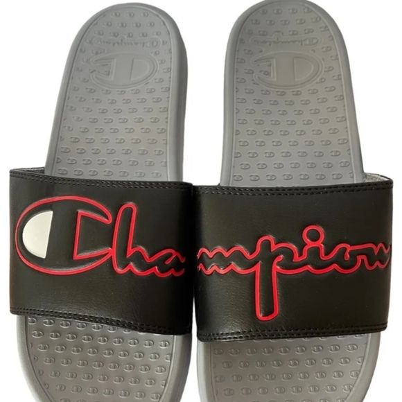 Mens Champion Slides Size 13 NEW Black Grey NWT - Picture 4 of 5